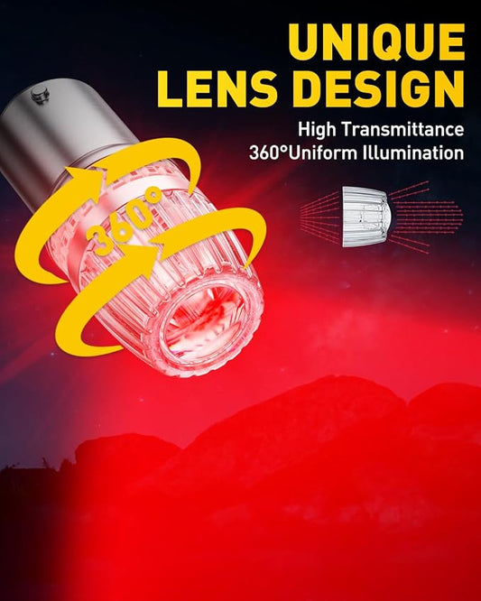AUXITO Latest 1156 LED Bulbs Red Brake Lights Tail Lights, 700% Brighter 7506 BA15S P21W 1141 1003 LED Bulbs with Projector for Stop Third Brake Backup Reverse Tail Turn Signal Marker Light, Pack of 2