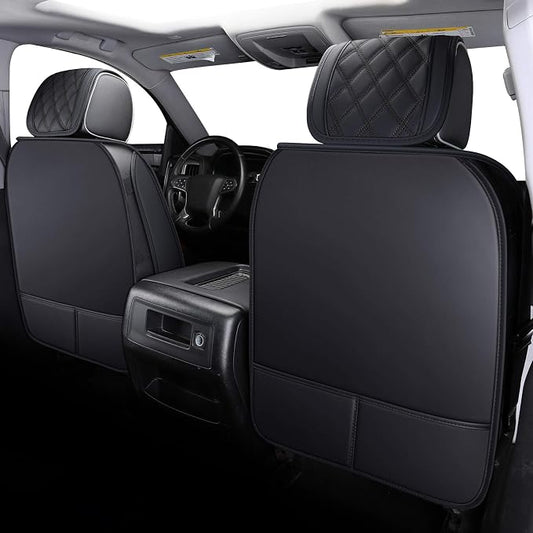 Aierxuan Seat Covers for Truck Chevy Chevrolet Silverado GMC Sierra Pickup 2007-2026 1500 2500HD 3500HD Trail Boss Z71 Crew Double Extended Cab Waterproof Leather Protectors (Full Set, Black)