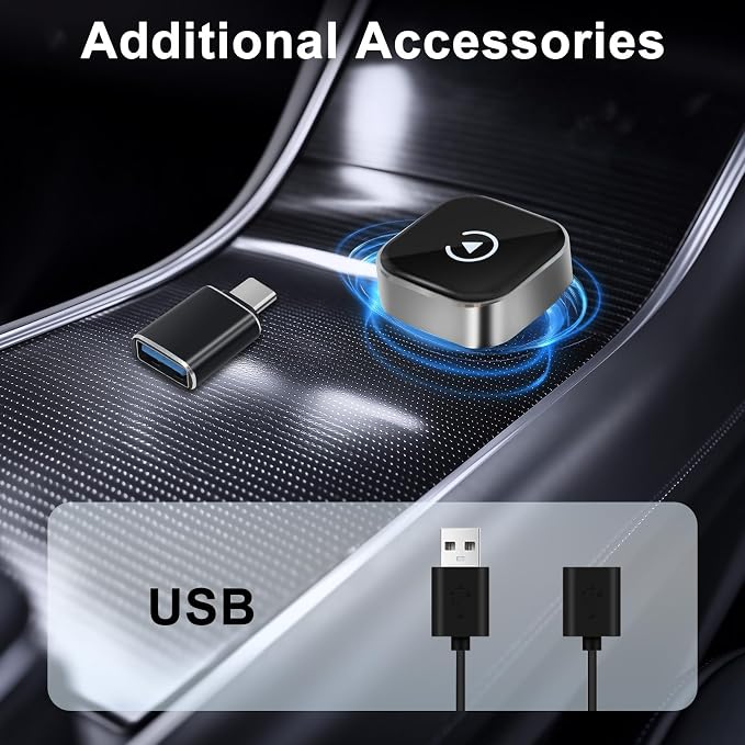 Wireless CarPlay Adapter Upgrade Wired CarPlay to Wireless for iPhone & Android, Support CarPlay & Android Auto 2 in 1,USB/Type C,Plug and Play Stable Connection for Cars with Built-in Wired Car Play