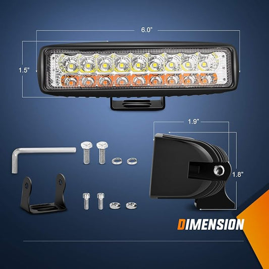 Nilight LED Pods 2Pcs 54W White/Amber 6 Inch Flood Offroad Fog Light Bar Waterproof Lighting for Tractor Boat SUV ATV UTV 4WD Car Truck Motorcycle Dirt Bike Golf Cart 12V 24V
