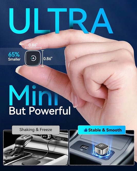 2026 Ultra Mini Wireless Carplay Adapter for iPhone & Android Auto, USB for Apple Car Play Dongle Plug & Play for iOS 10+ & Android 10+, Auto-Reconnect, Stable & No Lag (Sliver)