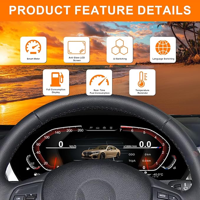 Digital Cluster for BMW F30 F36 2013-2020,12.3 inch Linux System Original Modern Car Odometer Information Head up Display Electronic Gauge Speedometer Instrument Dashboard Screen