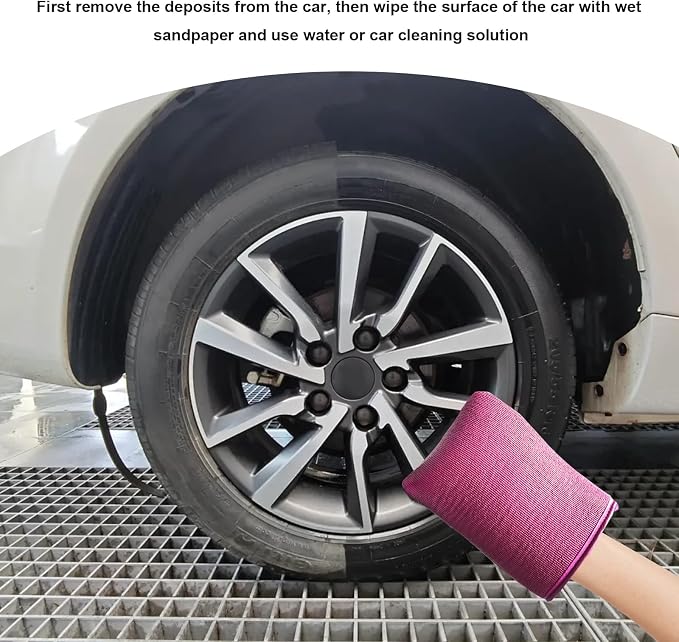 2 PCS Clay Mitts, Microfiber Clay Bar Towel Medium Grade Auto Detailing Gloves, Scratch-Free Surface Prep Mitt Alternative for Car Paint Claying Cleaning & Polishing (Purple)