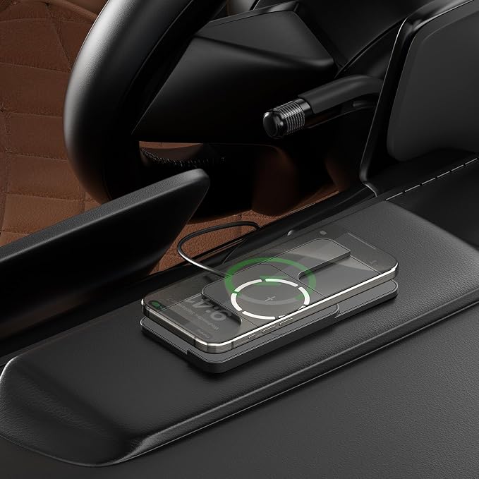 Wireless Charger Car Magnetic Charging pad Fast Wireless Phone Charger Cell Phone Cordless Charging mat Compatible with iPhone 16/15/14/13/12, Airpods Earbuds(C11MAG)