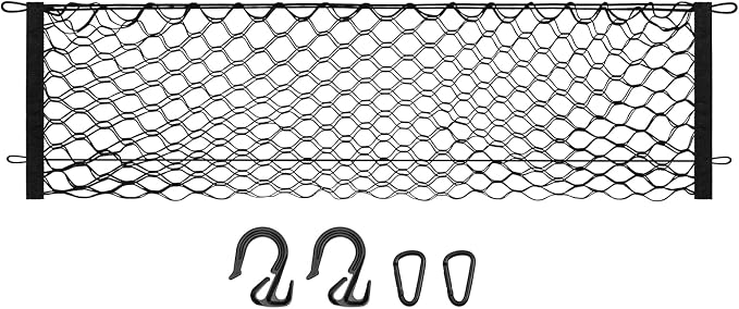 Canvcle Trunk Cargo Net for 2021-2026 Jeep Grand Cherokee L (7 Seats) Accessories Envelope Style Mesh Trunk Net Organizer and Storage Stretchable Adjustable Elastic Nylon Rear Cargo Netting with Hooks