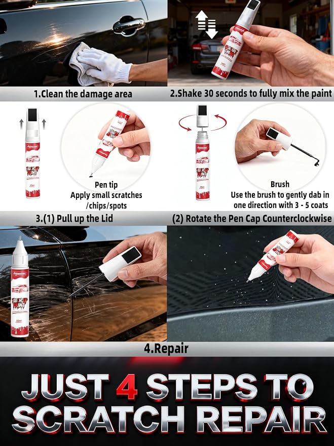 Flame Red(PR4) Car Touch Up Paint for Ram, Color Accurate Two-In-One Car Paint Scratch Repair Pen, Professional Scratch Remover for Vehicles Chips and Nicks Scuff