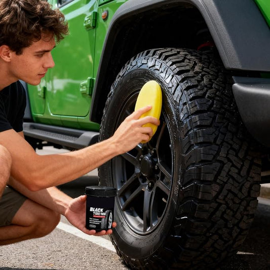 Tire Polish | 150g Rim Maintenance Cream | with Sponge Waterproof Tire Cleaner and Shine,for Vehicle Exterior Automotive Truck Trailer Tractor RV SUV