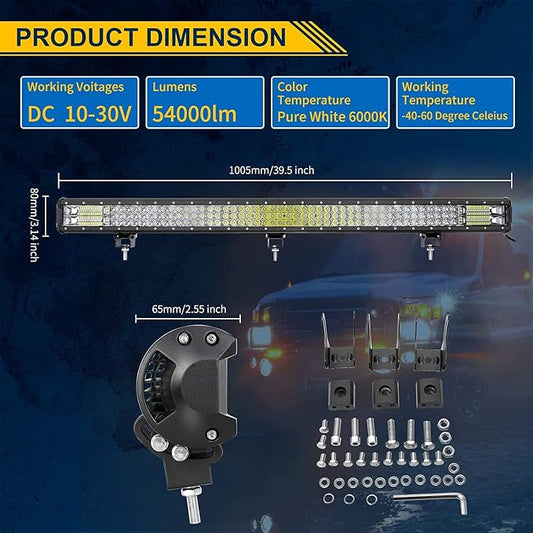 Willpower 40 inch 540W LED Light Bar Triple Row Spot Flood Combo Beam Off Road Lights Waterproof Work Light for Vehicle Trucks SUV ATV UTV Boat Lights,12V 24V