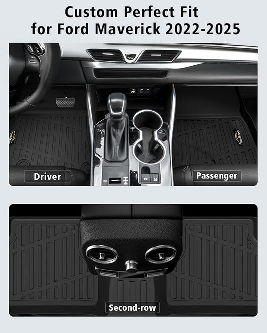 Floor Mats Custom for Ford Maverick 2022-2025 2026 Gas (Not for Hybrid) All Weather TPE Rubber Protection Front & Rear Row Anti-Slip Automotive Floor Liners for Maverick 2025 Accessories, Black
