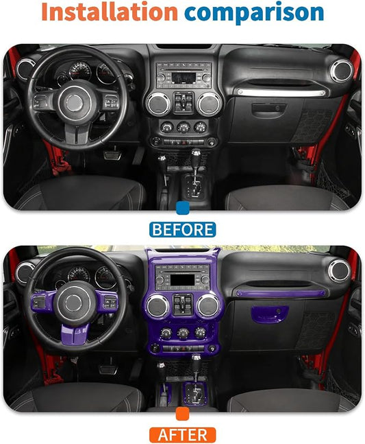 JeCar 10pcs Full Purple Interior Trim Kit Fit for Jeep Wrangler JK 2011-2017