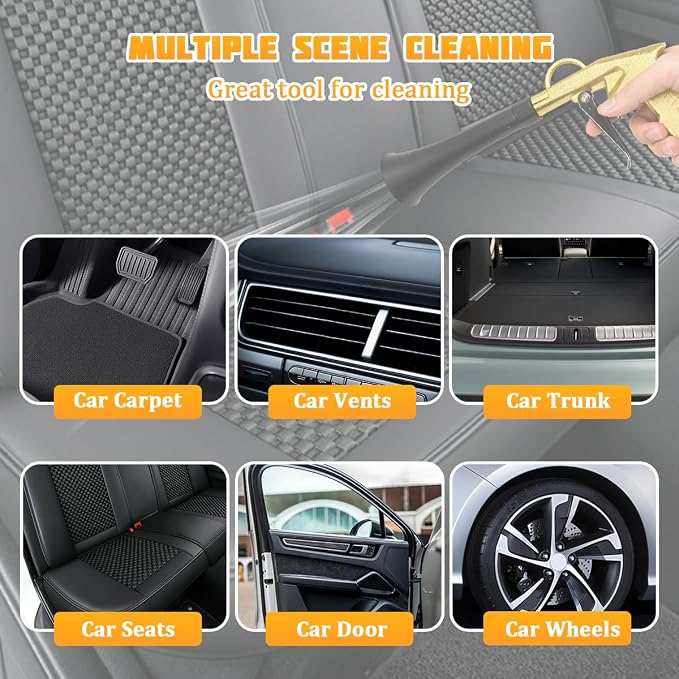 Car Detailing Air Gun, High Pressure Vehicle Air Blower Dryer Detailing Tool Kit, Automotive Interior Cleaning Gun for Quick Blowing Out Dust, Dirt, Universal for Vehicles