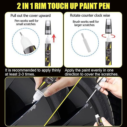 Rim Touch Up Paint(Aero-G Metallic(WPB-8277)) for Tesla Model 3 Performance 20" Zero-G Wheel/Model S Plaid 20" Zero-G Wheel, 2 in 1 Car Wheel Scratch Repair Kit, Quick & Easy Remover Curb Rash