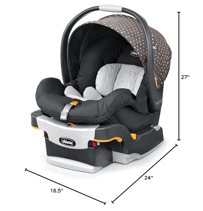 Chicco KeyFit 30 Infant Car Seat and Base, Rear-Facing Seat for Infants 4-30 lbs., Infant Head and Body Support, Compatible with Chicco Strollers, Baby Travel Gear | Calla/Grey