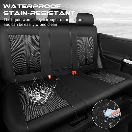 CAR PASS 3D Neoprene Back Seat Cover, Waterproof Rear Seat Covers Universal Fit for Cars Sedans Trucks Vans and SUVs, Black