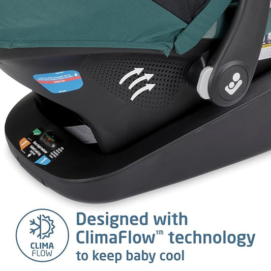 Maxi-Cosi Mico Luxe+ Baby Car Seat: Infant Car Seat with Base and Versatile Baby Carrier Seat Functionality, Essential Green