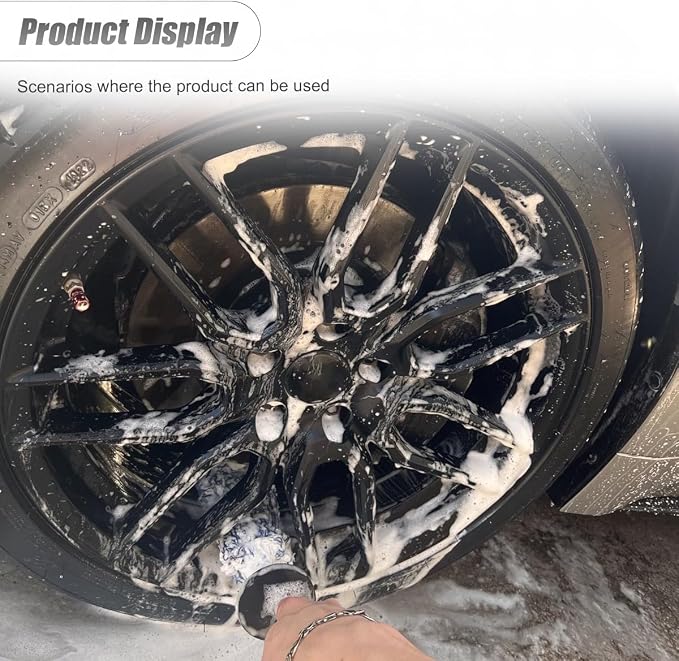 ZIMISI Car Wheel Cleaner Brush, Soft Microfiber Wheel Rim Cleaner, Non Scratch Car Detailing Brush, Highly Water Absorption & Removable Tire Brush, Vehicle Rim Wash Tool (Blue)