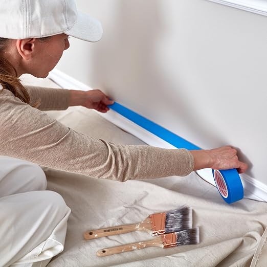 4 Rolls Painters Tape Blue Painters Tape 2 Inch Wide, Multi-Surface Masking Tape Bulk, 1.89 in x 220 Yd Total Blue Tape for Wall Painting Home Improvement DIY Crafts