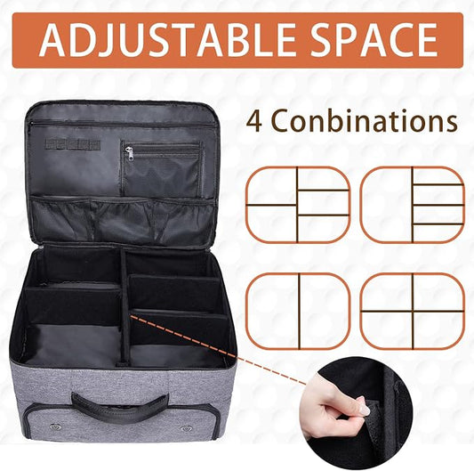 Golf Trunk Organizer 2 Layer, Car Golf Organizer with Ventilated Compartment for 2 Pair Shoes, Golf Trunk Storage Locker for Golf Accessories, Balls, Tees, Clothes, Gloves, Golf Gifts for Men
