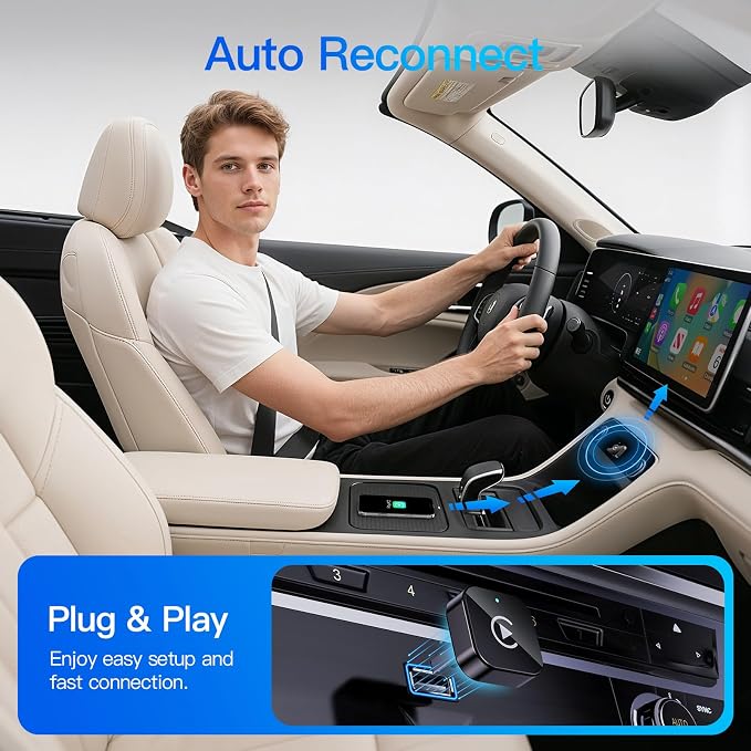 (2026 Upgraded) Wireless CarPlay Adapter for Apple iPhone&Android, Small Size,Plug and Play,Fast and Stable Connection Wireless Adapter for CarPlay&Android-No Latency to Screen(Blue)