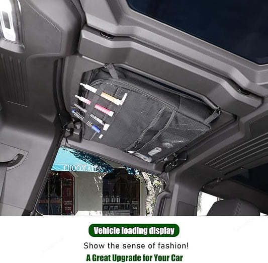 Sunroof Storage Bags for Hummer EV 2022-2026 SUV/SUT, Overhead Storage Organizer Cargo, 600D Oxford Overhead Storage Bag/Waterproof/Foldable/Top Sunshade with Hardtop Suction fixing (C)