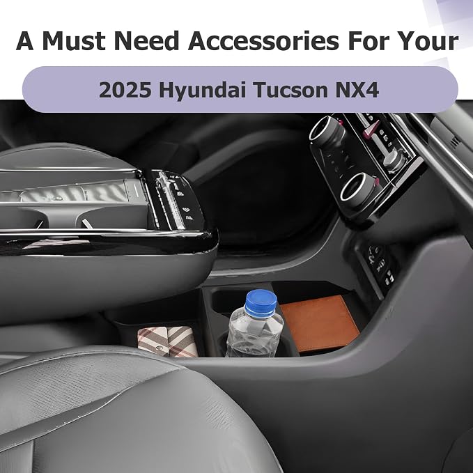 LUWU 2025 Tucson Lower Console Organizer for 2025 Hyundai Tucson Accessories Under Armrest Organizer Insert Tray w/Cup Holder Insert Organizer Drink Holder(NOT for Manual/Automatic Version)