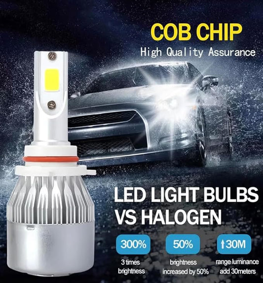 2PCS H8/H9/H11/9006/9005/H7/H4/H13/9007/9004 Car LED Light, 6000K 3800LM Super Bright High and Low Beam Bulb C6 LED Fog Light Headlight Bulb Replacement, Plug & Play, Car/trucks (9006/9012/HB4)