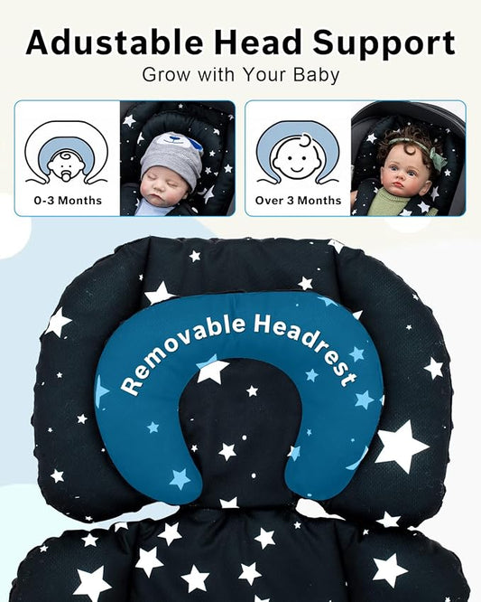 THE KENKYO Infant Insert with Extra Headrest, Adjustable Baby Car Seat Head Support with Shoulder Pads Set, Breathable Air Mesh Car Seat Insert for Newborn