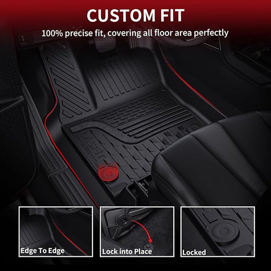 LASFIT Floor Mats for Dodge Ram 1500 2013-2018 & 1500 Classic 2019-2024 Quad Cab Bench Seat(Not for Bucket Seat & Vinyl Flooring), All Weather TPE Custom Fit Car Mats Floor Liners 1st Row Only, Black