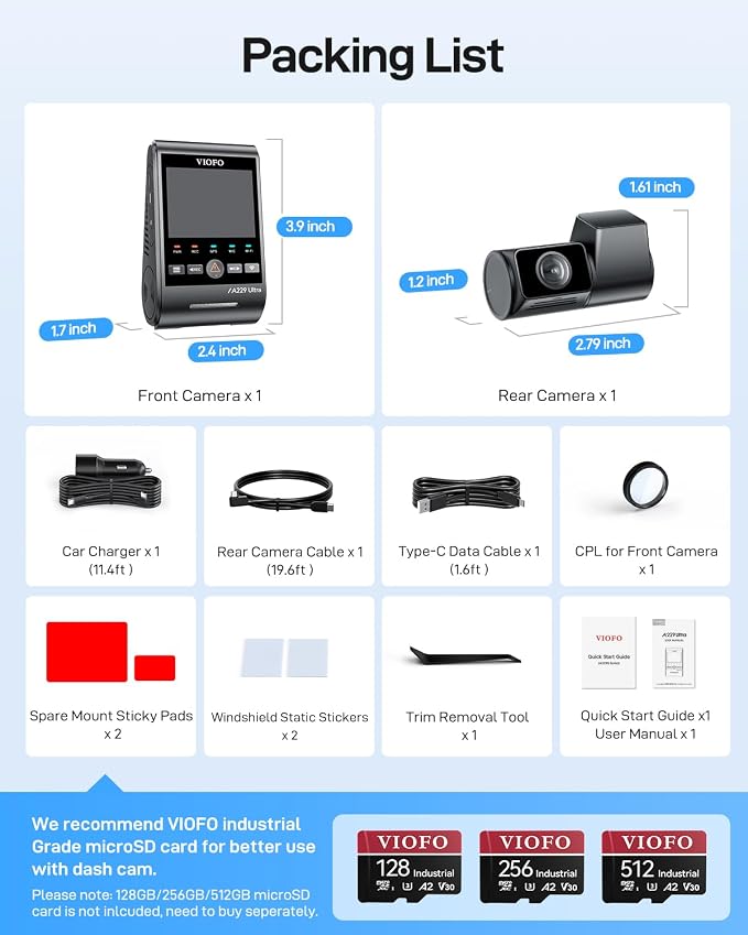 VIOFO A229 Ultra 2CH Dual 4K Dash Cam Front and Rear, Dual STARVIS 2 IMX678 Sensors & 2-Channel 4K HDR, Faster 5GHz Wi-Fi & Precise GPS Car Camera, Voice Control, Super Night Vision 2.0