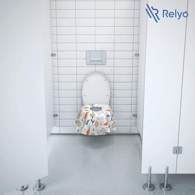 Relyo Disposable Toilet Seat Cover for Travel – 20 Pack with Covers Wrapped in Sets of 2, Non-Flushable Liners, Fits Most Seats – Kids, Toddlers, Adults (Bunny, 20)