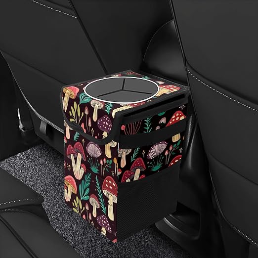 Car Trash Can – Multi-Purpose, Lightweight and Portable with Durable Water-Resistant Coating, No Installation Required, Practical and Ample Capacity, Variety of Colors.Mushroom