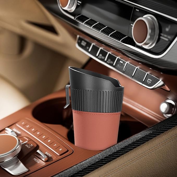 Car Trash Can, Mini Leakproof Vehicle Cup Holder Garbage Container Bin, Portable Automotive Interior Door Trash Storage Organizer Accessories, Universal for Sedan Truck SUV (Orange)
