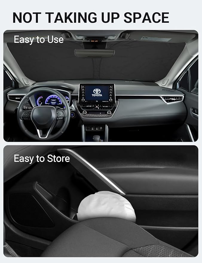 Proadsy Windshield Sun Shade for Toyota Corolla Cross 2022-2025 2026 (Not for Corolla) 4-Layer Foldable Front Window Sunshade Protector Keep Car Cooler