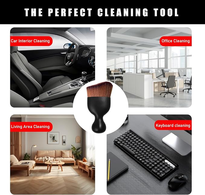 Dickno 2PCS Car Interior Dust Brush, Soft Scratch Free Auto Detailing Brushes, Universal Vehicle Interior Cleaning Tool for Automotive Dashboard, Air Vents, Leather (Dark Brown)