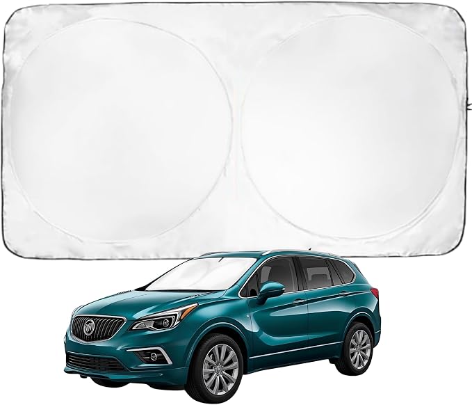 Windshield Sun Shade | Compatible for Buick Envision (2016-2020) | Certified 99.87% UVB & 99.02% UVA Car Sun Shade. Award Winning Sunshade - Patented Technology | Car Shades by Kinder Fluff