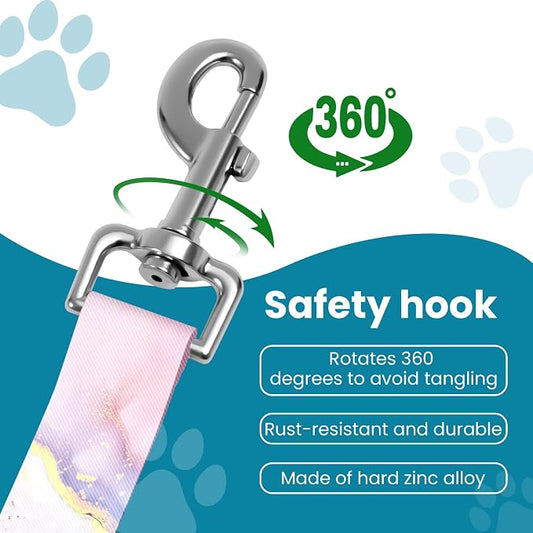 Adjustable pet cat and Dog car seat Belt. The Lanyard is Flexible and Adjustable from 20 to 33 inches (Pink Marble + Purple Marble)