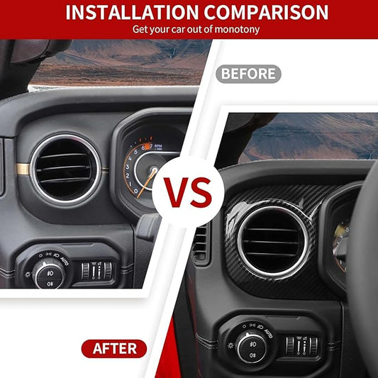 Center Console Dashboard Decorative Panel Trim Cover Kit Compatible with 2024-2026+ Jeep Wrangler JL JLU & Jeep Gladiator JT(Carbon Fiber)