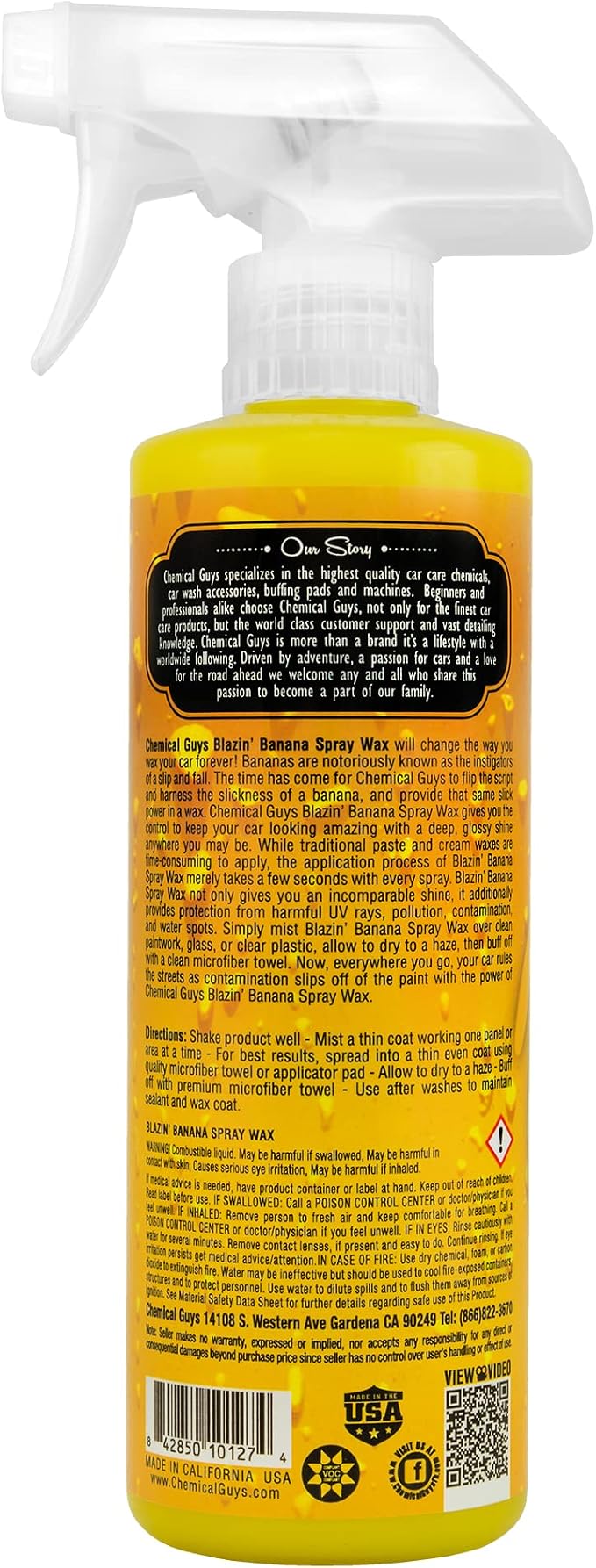 Chemical Guys Spray Wax Blazin' Banana - Carnauba Car Wax Spray for High Gloss Shine and Protection, Safe for Cars, Trucks, SUVs, RVs, and More - 16 oz