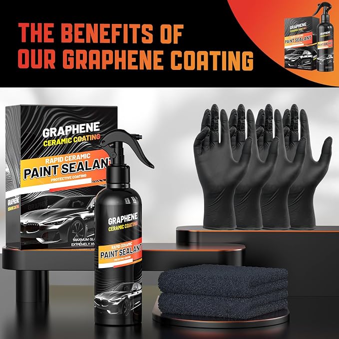 Graphene Ceramic Coating for Cars (17oz) - 12H Ceramic Spray Coating - 24+ Months of Long Lasting Protection - Ultra High Gloss & Shine - Unmatched Slickness - Extremely Hydrophobic