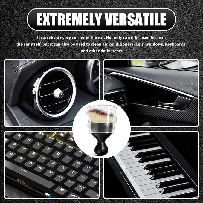 Car Detailing Brushes, Car Cleaning Brush, Auto Interior Soft Bristles Curved Cleaning Brush, Auto Detailing Dusting Tool Universal for Dashboard Air Conditioner Vent Computer (Three Color)