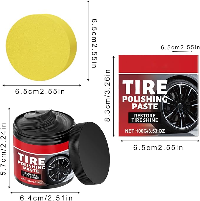 2Pcs Car Tire Shine with Sponge,Tire Coating Paste,Tire Polishing Paste,Ungraded Long-Lasting Tire Dressing with Wet Gloss Look Finish for Car, Truck, Motorcycle, RV & More