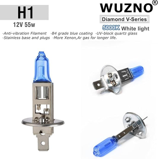 4 Pack H1 Halogen Headlight Bulb/Fog lights 12V 55W White 5000K, 64150 12258 Light bulbs Headlamp Replacement Super Bright