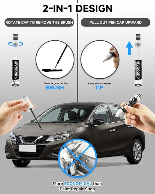 Touch Up Paint Compatible with Nissan Exact Match 2 in 1 Touch up Paint for Chips and Nicks Repair (Baja Storm Metallic(HAL))