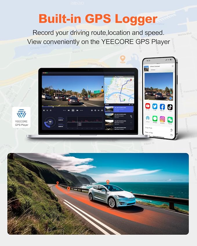 YEECORE D21 Dash Cam, Real 4K Dash Camera Front 5G WiFi GPS, 3" LCD Super Night Vision Car Camera, 157°Wide Angle Dash Camera for Cars with App, Accident Record, G-Sensor, Parking Mode, 512GB Max