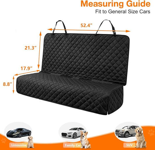 PETICON Waterproof Scratchproof Pet Bench Seat Covers for Cars, SUVs, Nonslip Durable Back Seat Cover for Dogs, 600D Oxford Fabric, Machine Washable