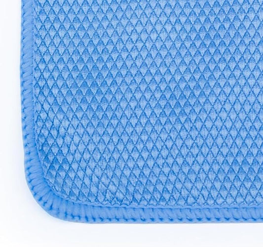 The Rag Company - Diamond Weave Glass & Window - Detailing Towels to Polish Mirrors & Chrome, Snakeskin Like Texture, Lint-Free, Streak-Free, 280gsm, 16in. x 16in, Blue (6-Pack)