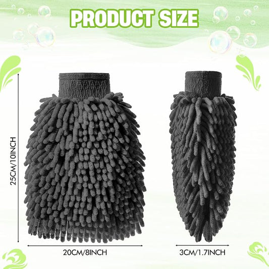 48 Pack Car Wash Mitt Bulk Microfiber, 10'' x 8'' Chenille Car Wash Mitt Gloves, Scratch Free Double Sided No Lint No Marks for Truck SUV and All Vehicle Surfaces (Grey)