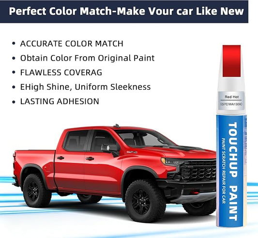 Red Hot(G7C/WA130X) Touch Up Paint Compatible with Chevy 2-in-1 Car Scratch Repair Pen for Rock Chips, Door Scratches & Paint Nicks Exact Color Match Quick Dry DIY Fix for Silverado Silverado Equinox