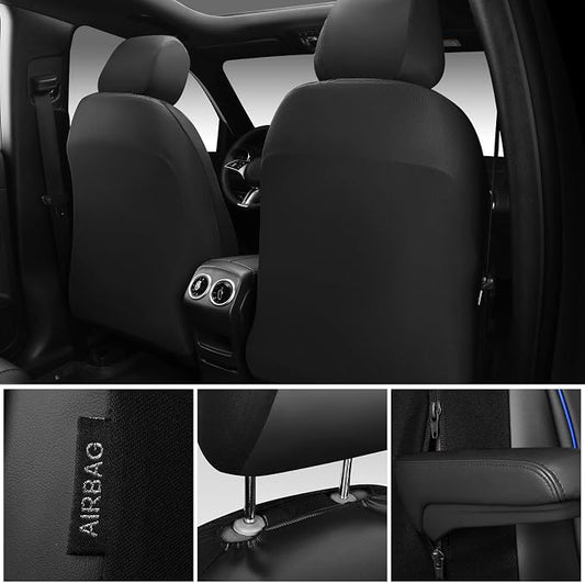 CAR PASS 3D Foam Faux Leather Seat Covers Front Seats,Waterproof Leather Front Seat Cover for Car,Universal Fit for SUV Truck Sedan Automotive,Armrest Airbag Compatible Anti-Slip, Black and Blue