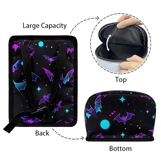 Colored Bats Stars Pattern Car Trash Can Leakproof Garbage Bag with Lid and Zipper 1.2Gal Trash Bin Hanging for Back Seat Halloween Car Accessories Universal Fit